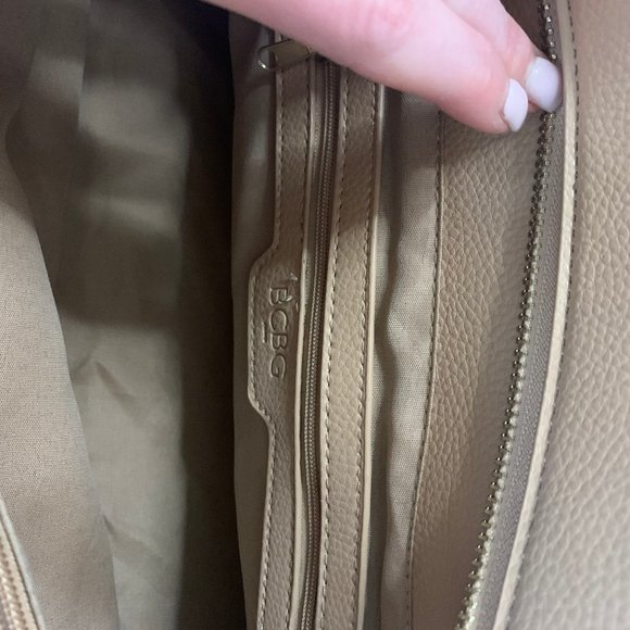 NWT Leather BCBG Satchel in Stone - Picture 6 of 7